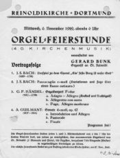 Programme of the first organ ceremony