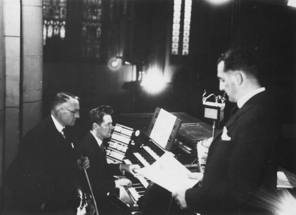4. April 1931, St. Reinoldi: Bunk, vermutlich Walter Beyer (Violine) und Ewald Kaldeweier (Bass)