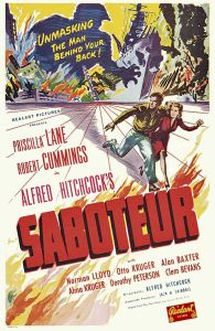 Alfred Hitchcock: "Saboteur", US cinema poster